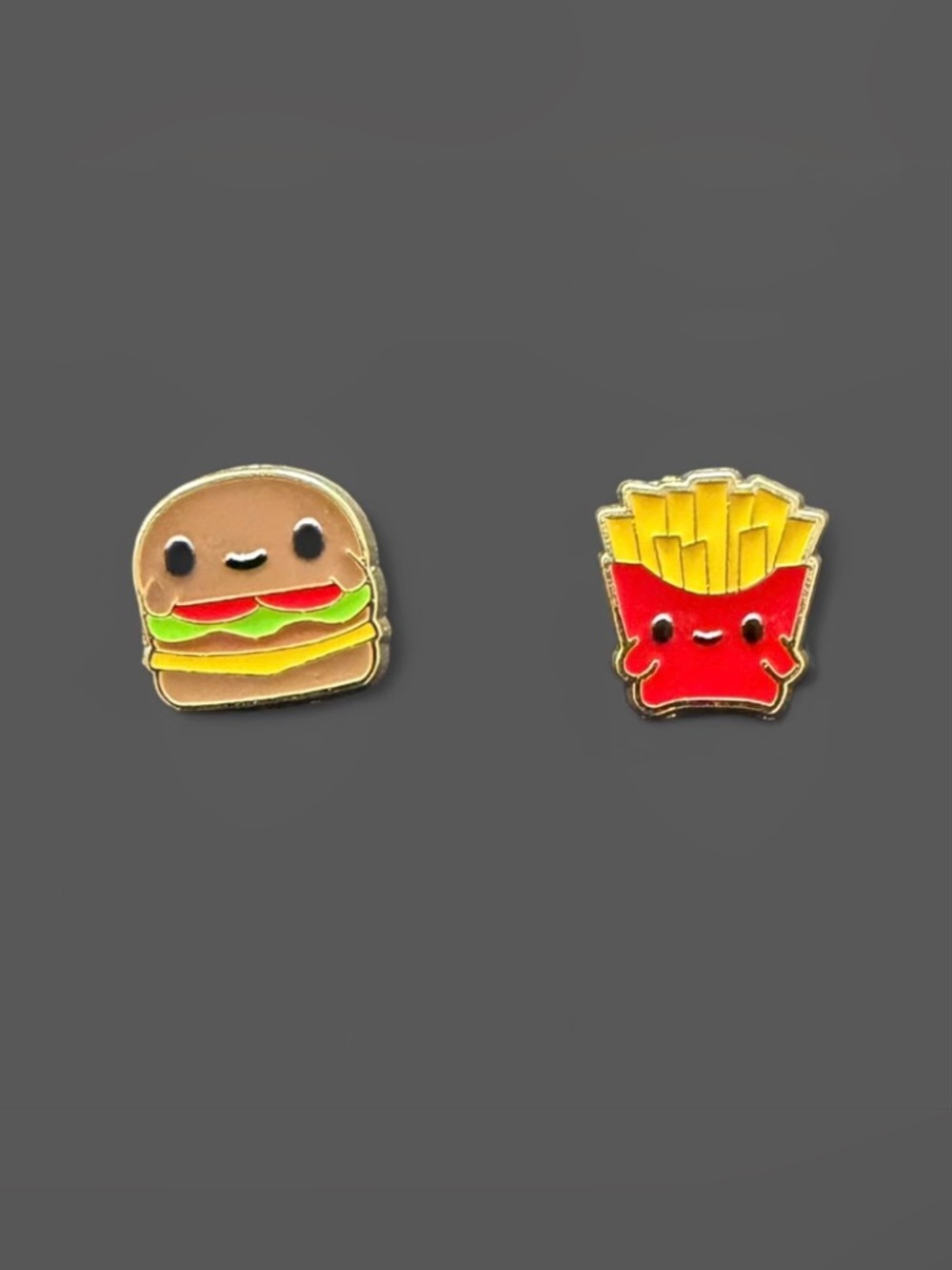 Dainty Happy Hamburger & Fries Friends Stud Earrings 🍔🍟